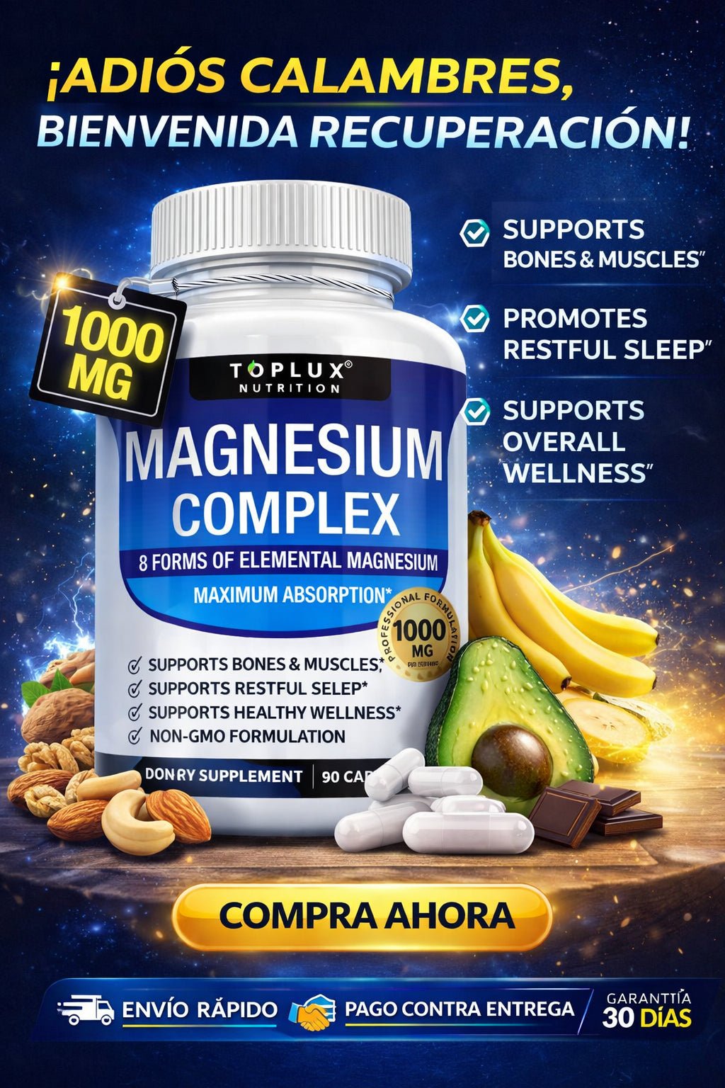 Recupera tu descanso, energía y bienestar con Magnesium Complex 1000MG X2 - ANTIHONGOS STORE